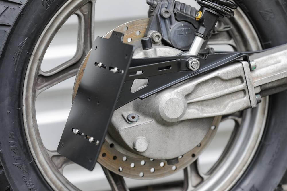 BMW K75 K100 Monolever licence plate holder on the side of the rear wheel drive