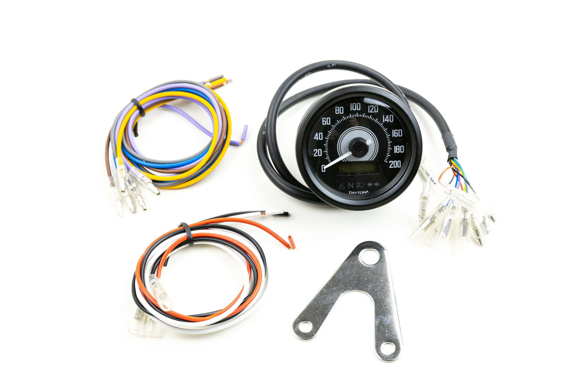 Daytona Velona 60 speedometer 200 km/h, black