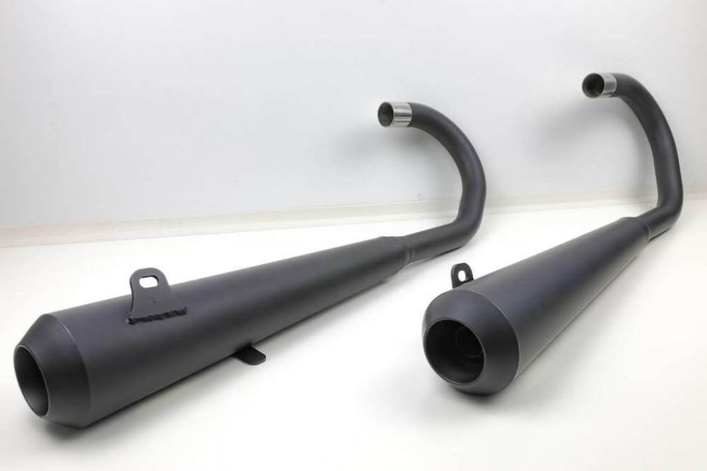 Bobber exhaust system, complete matte black ceramic coating