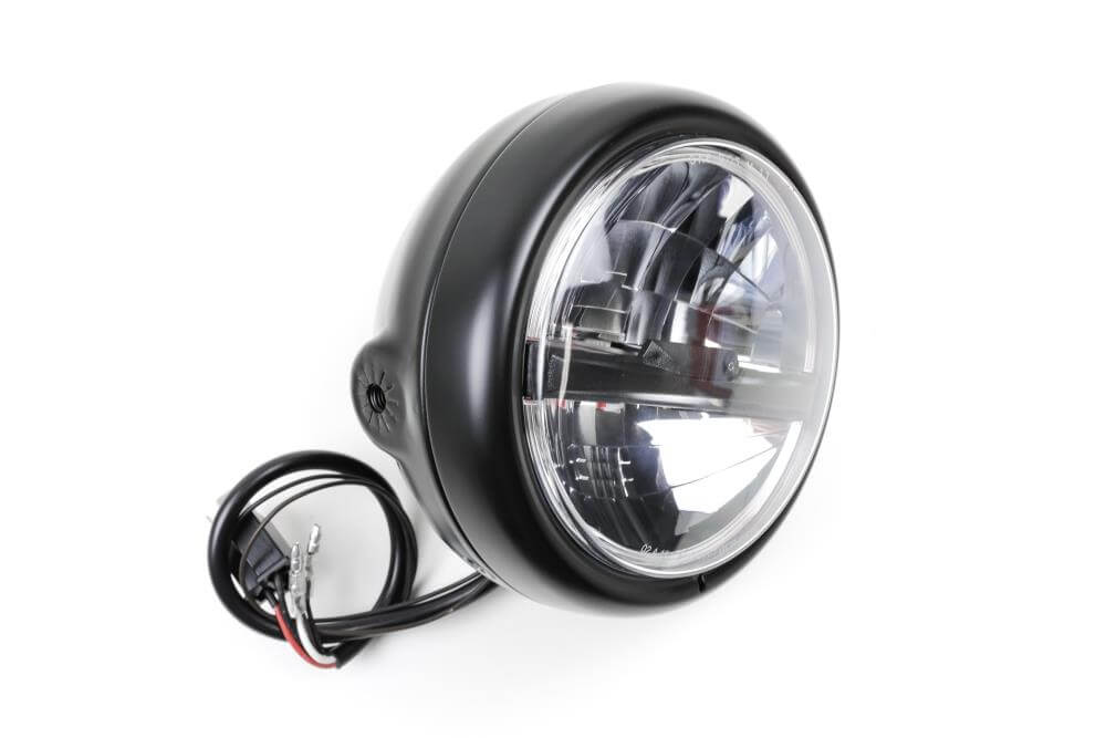 Phare LED Pecos 5 3/4 pouces noir mat, fixation latérale