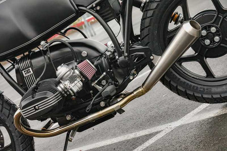 Scarico slip-on 2-1 alto per BMW R65 R80 R100 Monolever con omologazione ABE