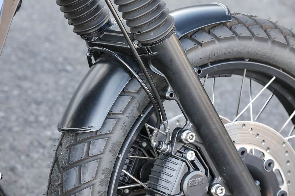 SE stainless steel braided brake line, original fork, medium-high handlebar