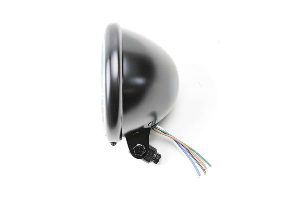 Faro Bates 5 3/4 pollici H4 vetro trasparente nero opaco, montaggio inferiore