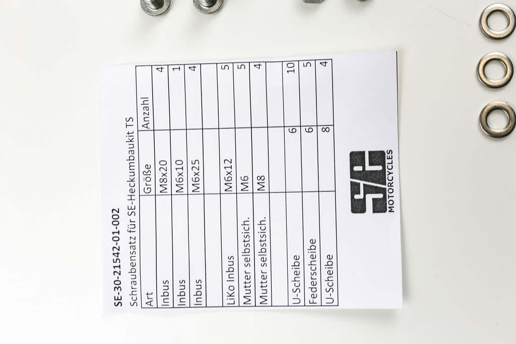Set viti in acciaio inox per kit di conversione codone SE BMW Twinshock