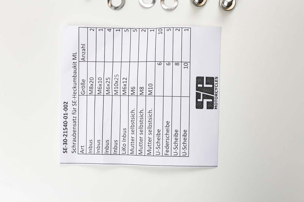 Stainless steel screw set for SE rear conversion kit BMW Monolever