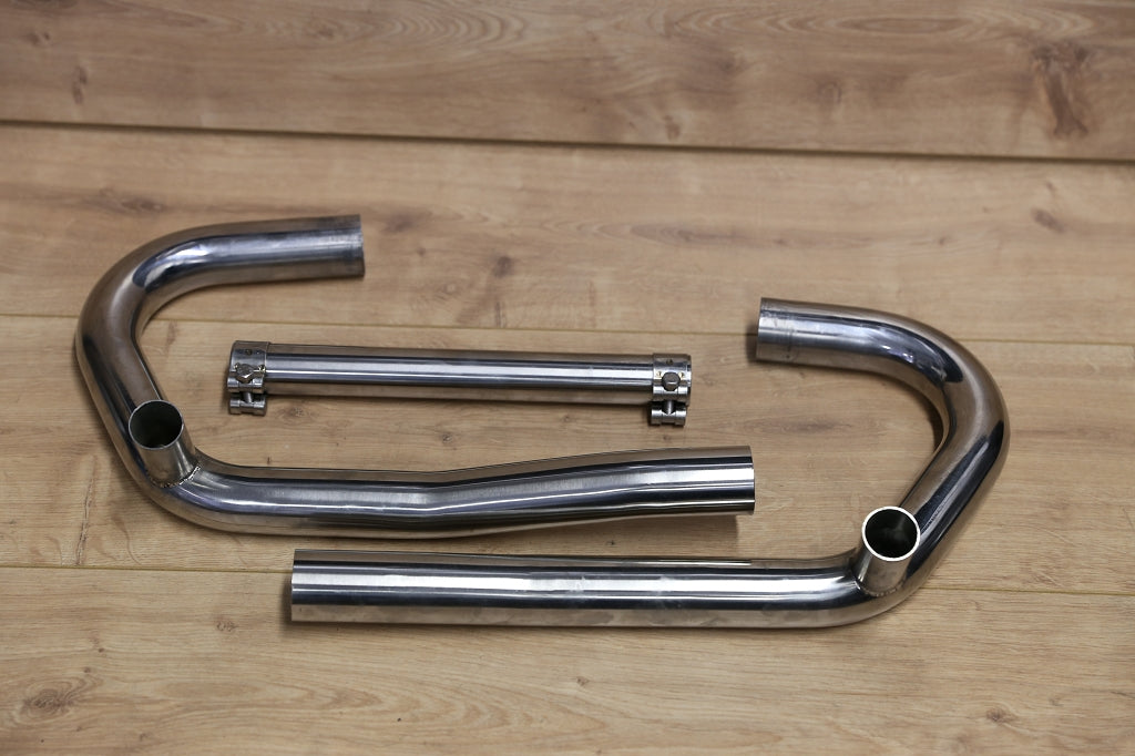 BMW R80 R100 Monolever stainless steel exhaust headers with balance pipe, without oil cooler