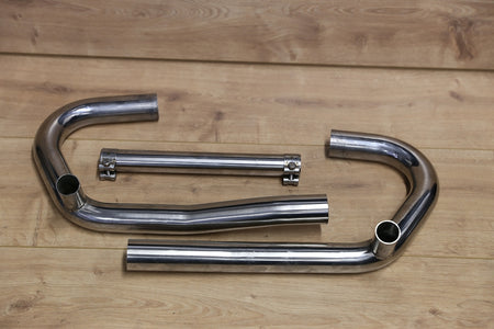 BMW R80 R100 Monolever stainless steel exhaust headers with balance pipe, without oil cooler