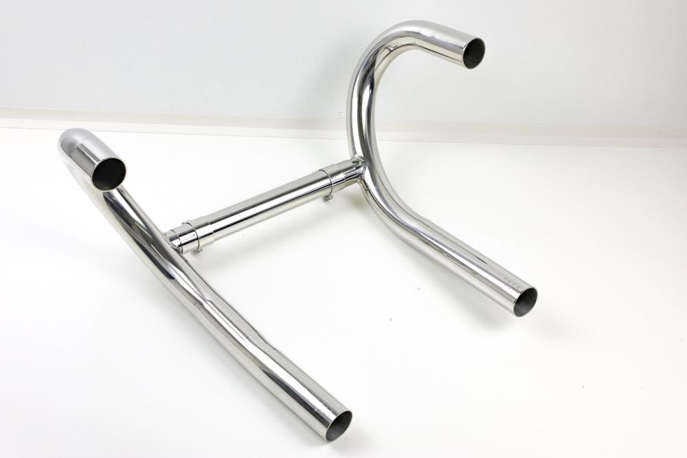 BMW R80 R100 Monolever stainless steel exhaust headers with balance pipe, without oil cooler