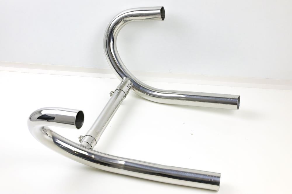 BMW R80 R100 Monolever stainless steel exhaust headers with balance pipe, without oil cooler